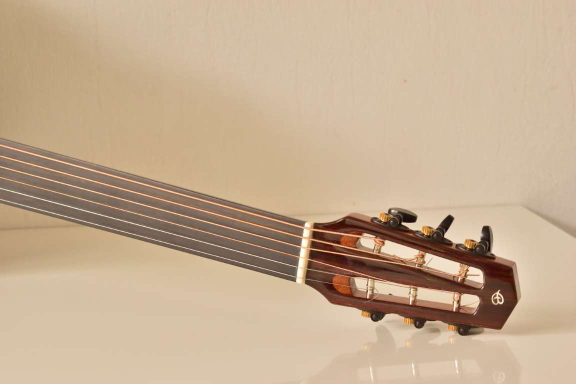 Baritone acoustic fretless Hedstock with logo 